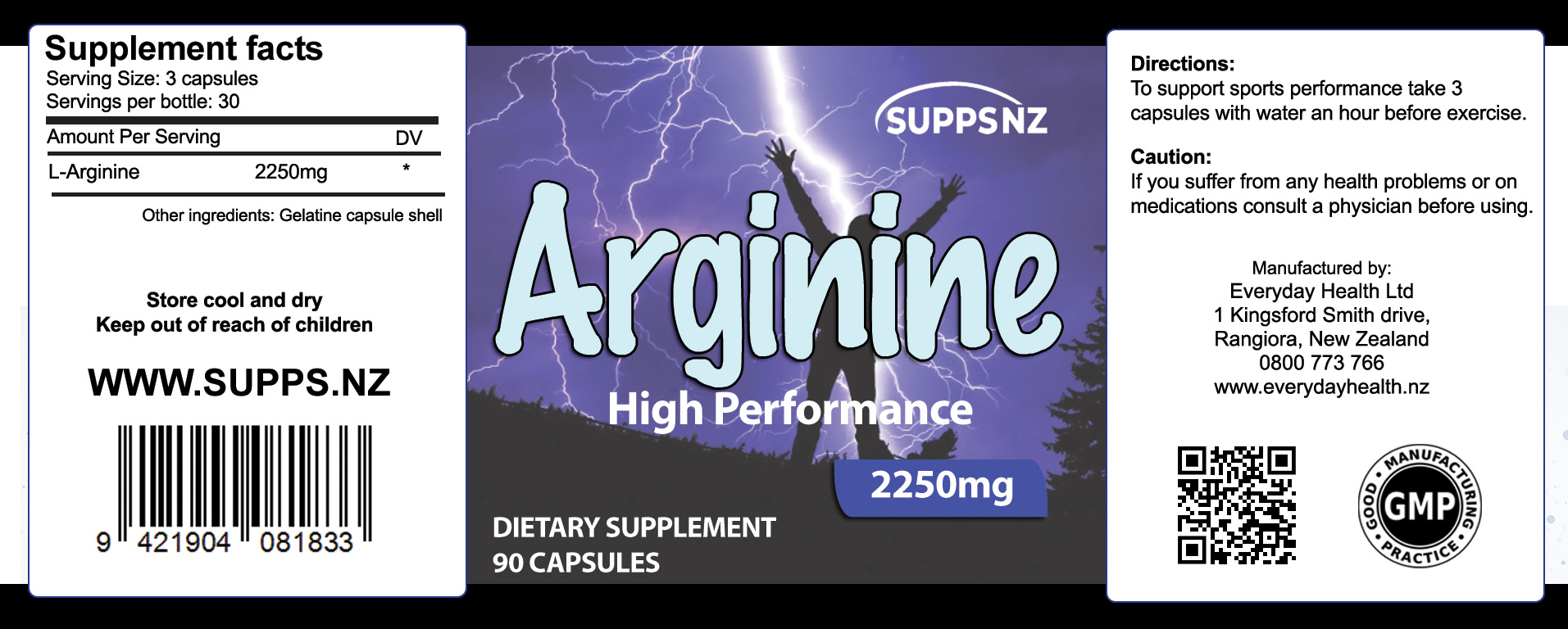 L-Arginine - 90 Capsules - Image 2